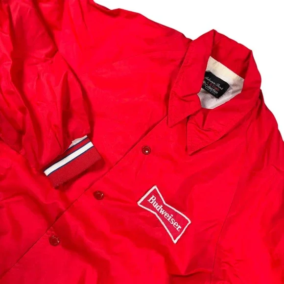 Vintage Budweiser Anheuser Bush A & Eagle Mens Red Windbreaker Jacket Sz M Rare! - Picture 1 of 8